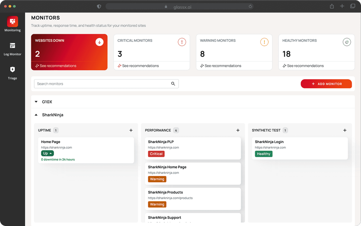 ProbX synthetic monitoring